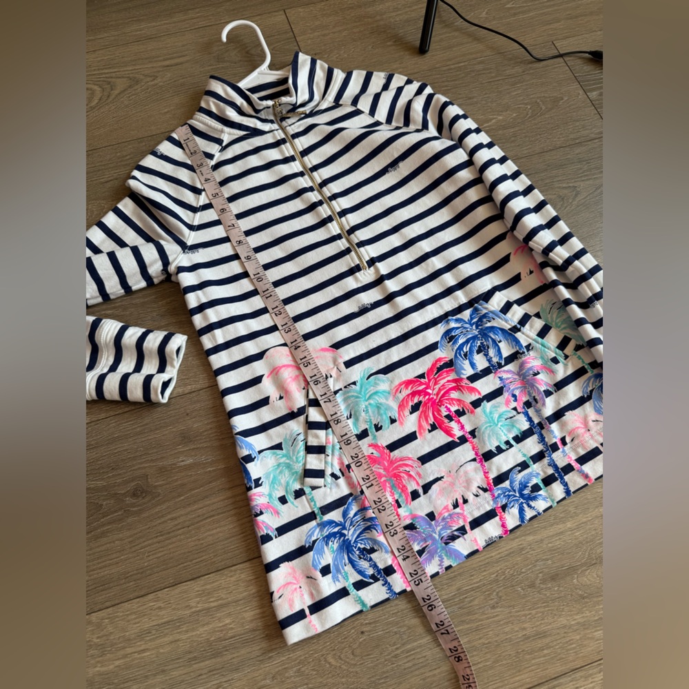 Lilly Pulitzer UPF 50+ Skipper Popover Resort White Desert Palm Stripe - Picture 10 of 13